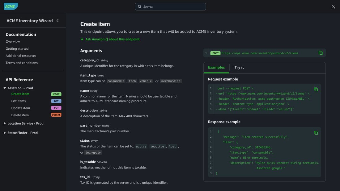 API Developer Portal — self-serve API documentation and Try It testing