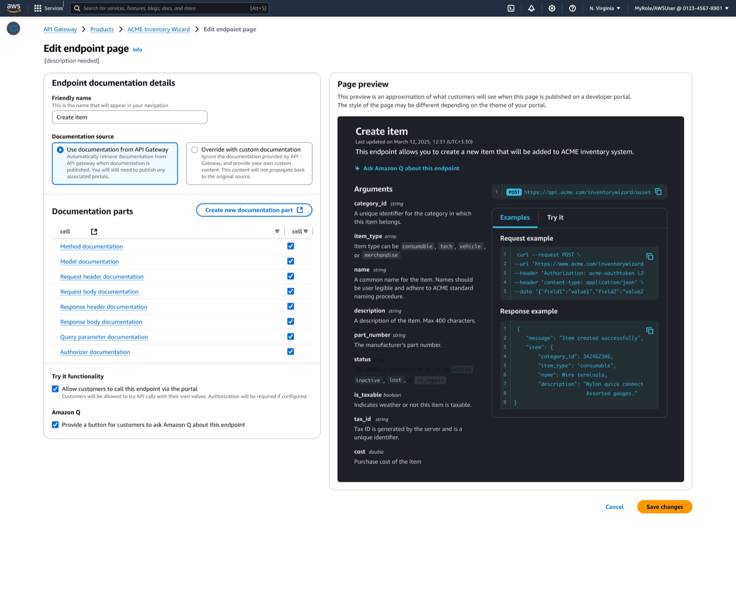 Edit endpoint documentation with preview