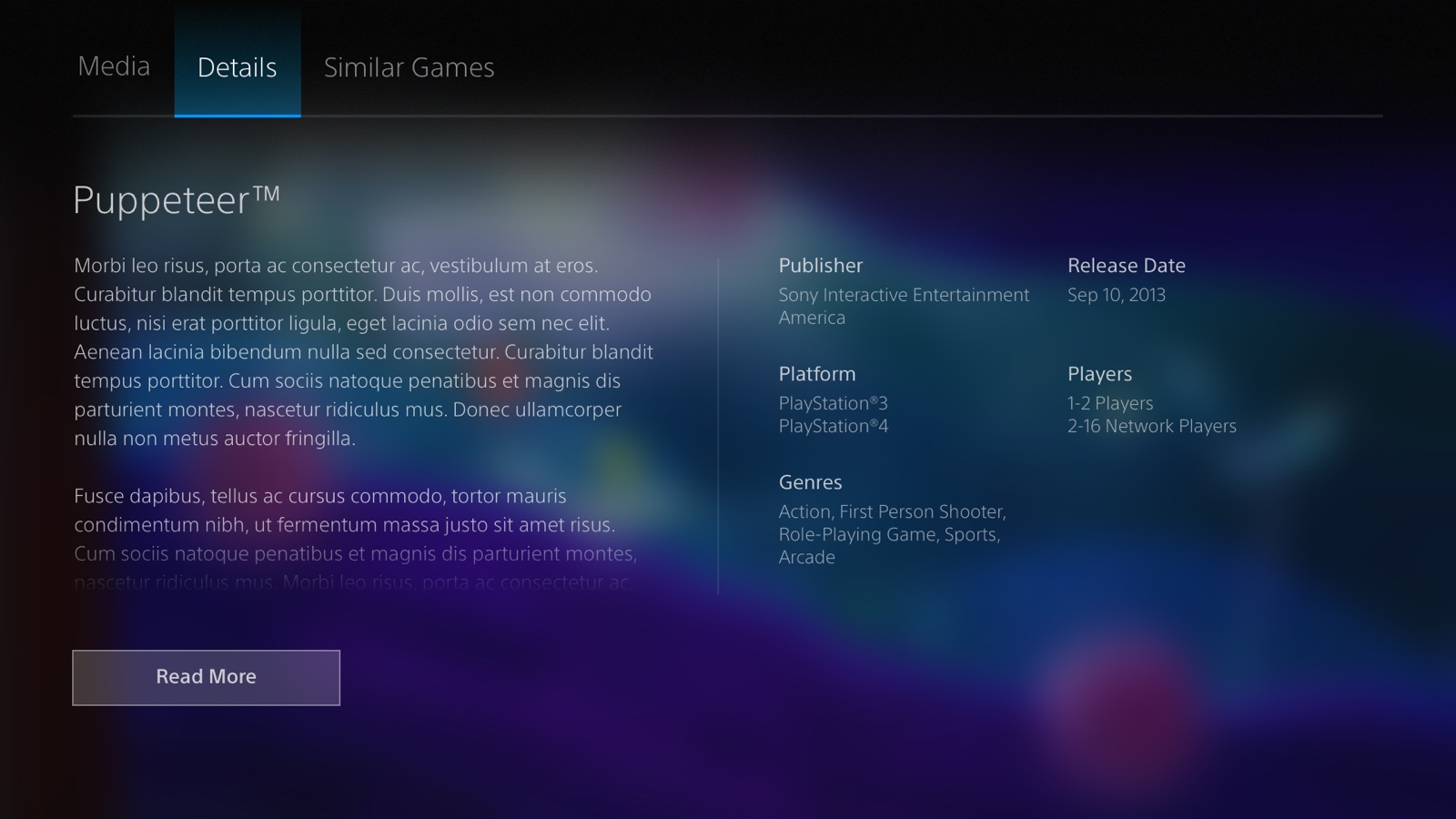 Product detail page