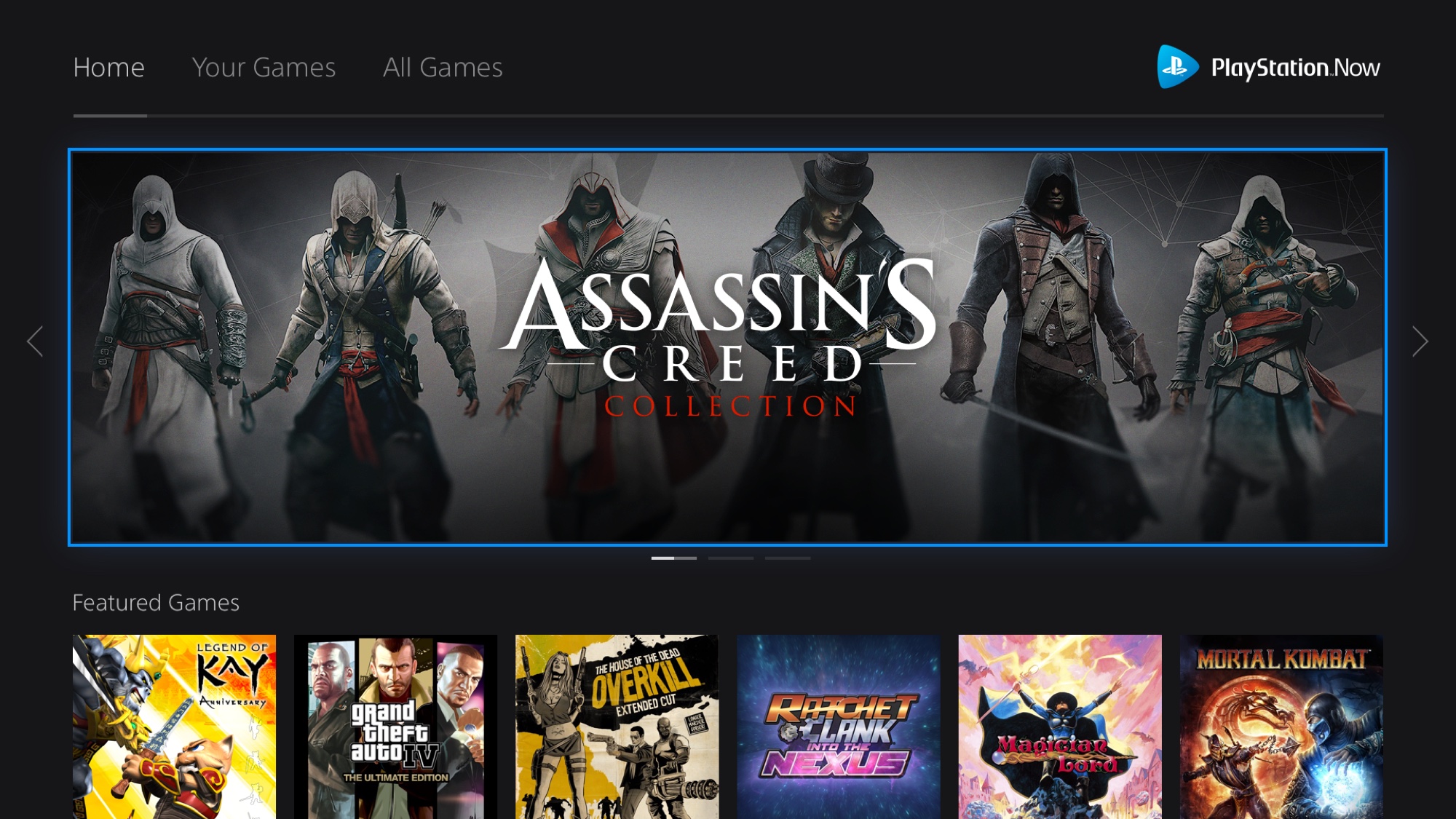 PS Now home