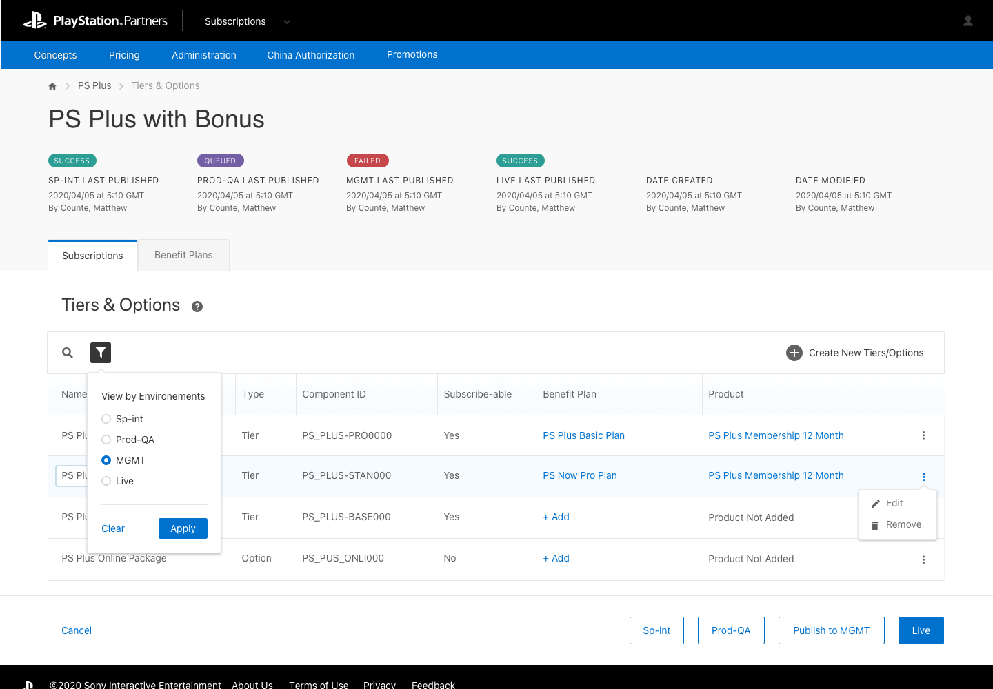 Subscriptions application